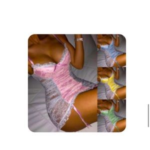 Women yellow lace lingerie sleepwear